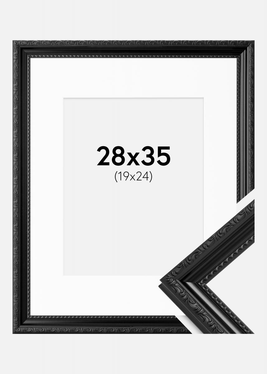 Kehys Abisko Musta 28x35 cm - Passepartout Valkoinen 20x25 cm