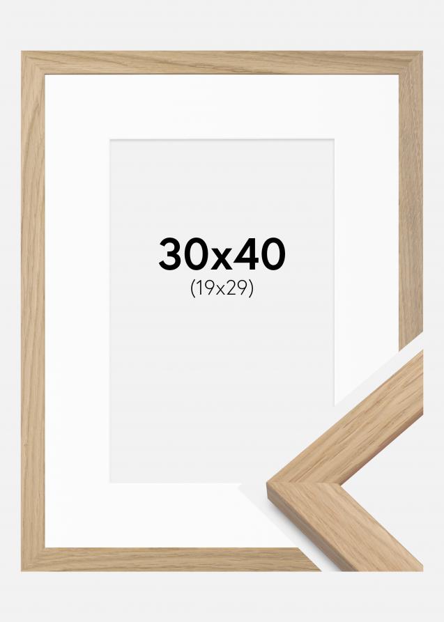 Kehys Oak Wood 30x40 cm - Passepartout Valkoinen 20x30 cm