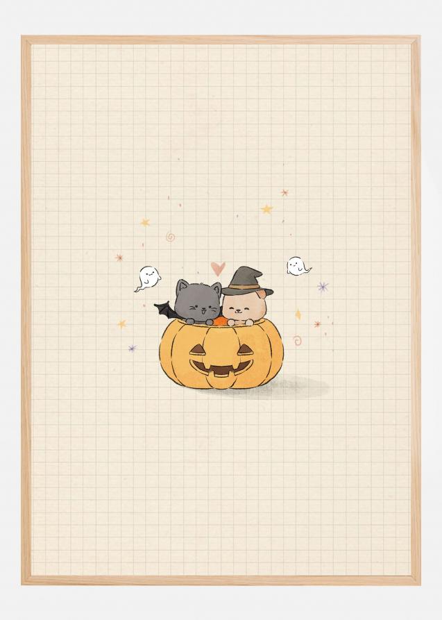 Cat and Dog In Halloween Juliste