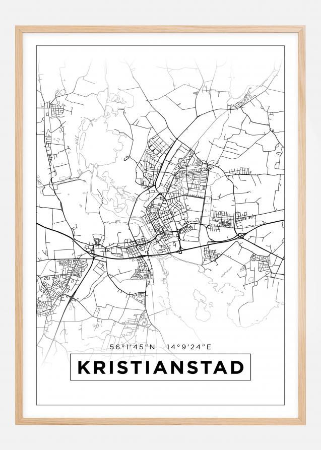 Kartta - Kristianstad - Valkoinen Juliste