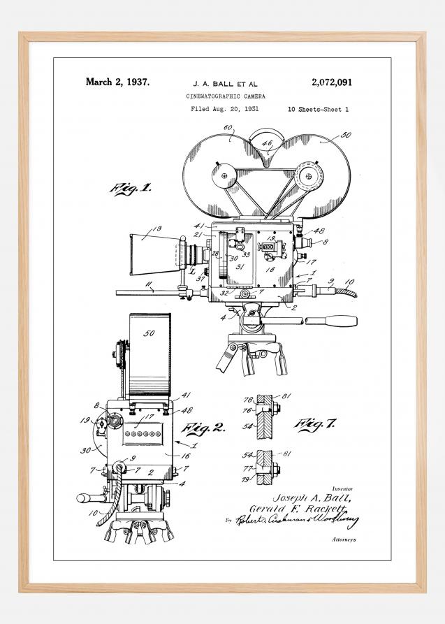 Patent Print - Cinematic Camera - White Juliste