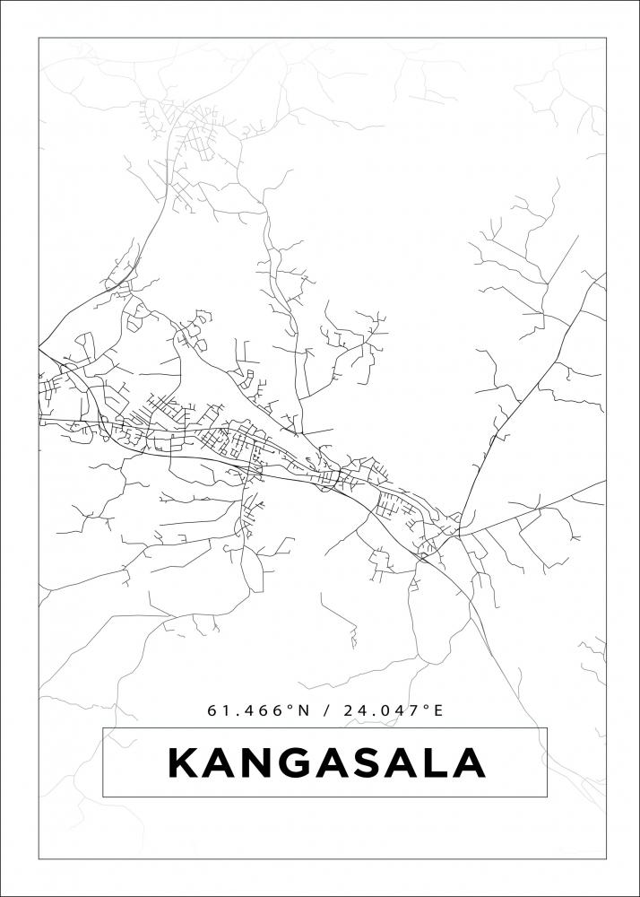 Kartta - Kangasala - Valkoinen Juliste