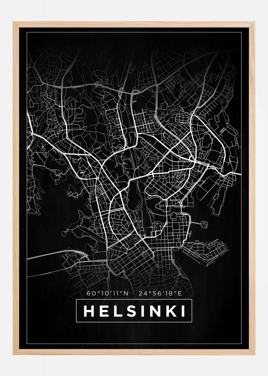 Kaupungikarttajuliste Helsinki - Tyylikäs Aalborgin musta Helsinki