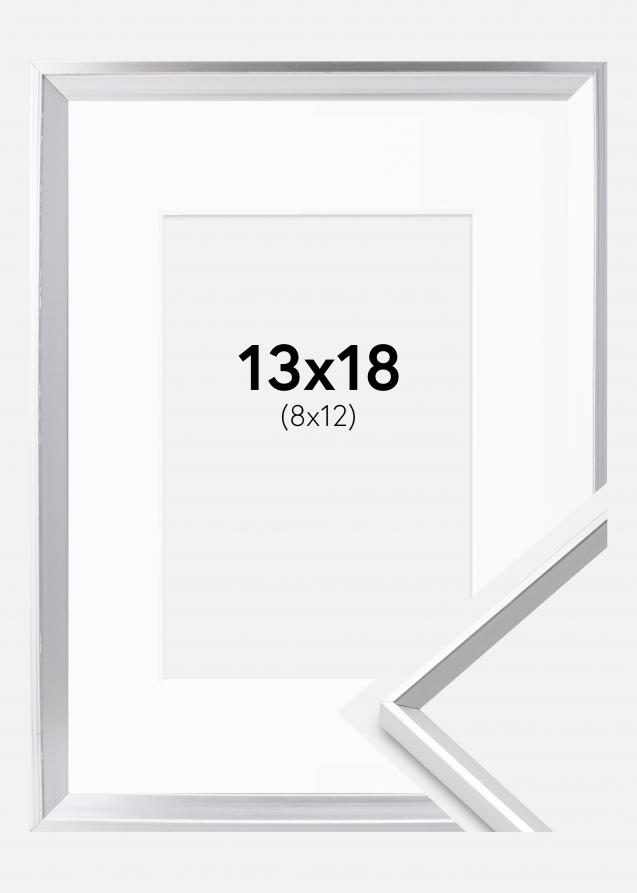 Kehys Desire Hopeanvärinen 13x18 cm - Passepartout Valkoinen 9x13 cm