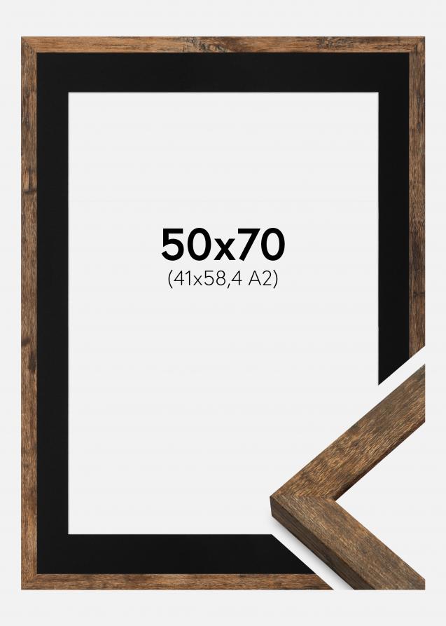 Kehys Fiorito Washed Oak 50x70 cm - Paspatuuri Musta 42x59,4 cm (A2)