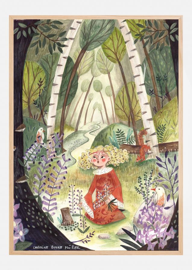 Princess in the forest with flowers Juliste