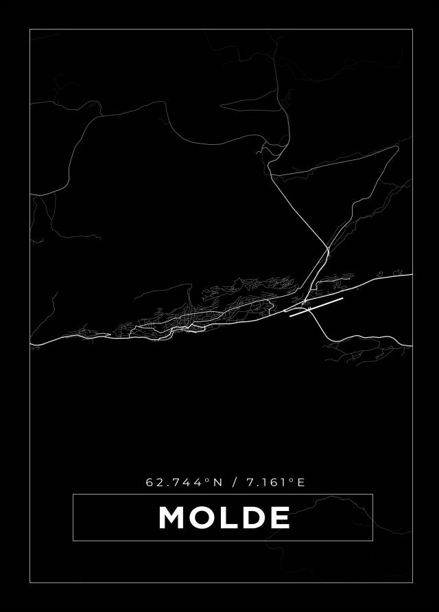 Kartta - Molde - Musta Juliste