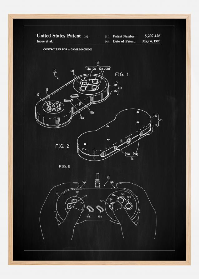 Patent Print - Game Controller I - Black Juliste
