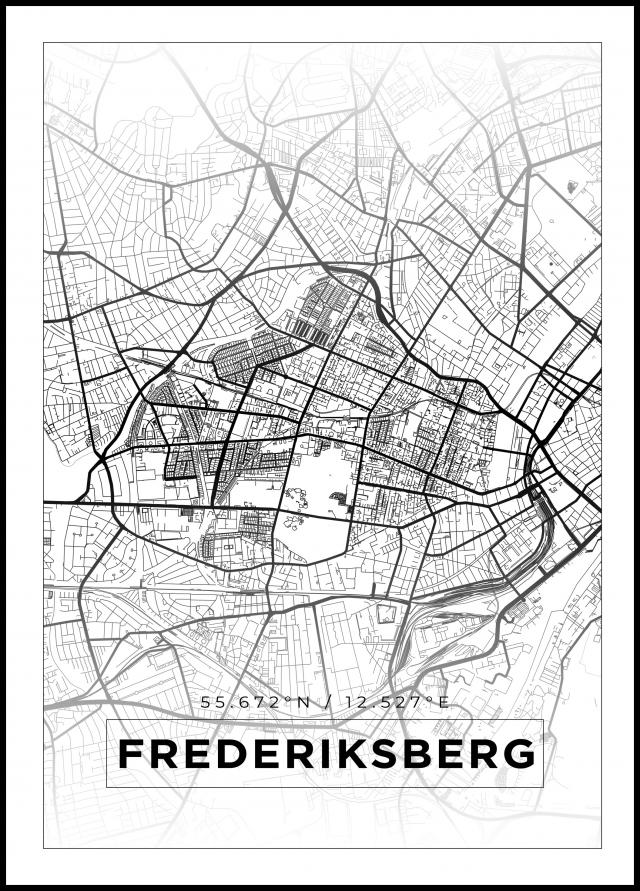 Kartta - Frederiksberg - Valkoinen Juliste