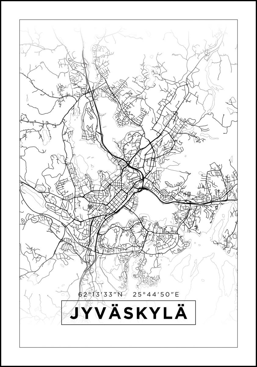 Kaupungikarttajuliste Jyväskylä - Tyylikäs Aalborgin valkoinen Jyväskylä