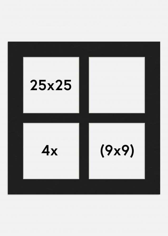 Paspatuuri Musta 25x25 cm - Kollaasi 4 kuvalle (9x9 cm)