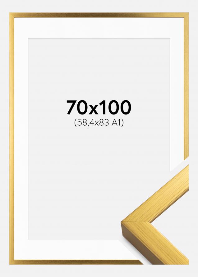 Kehys Falun Kullanvärinen 70x100 cm - Passepartout Valkoinen 59,4x84 cm (A1)