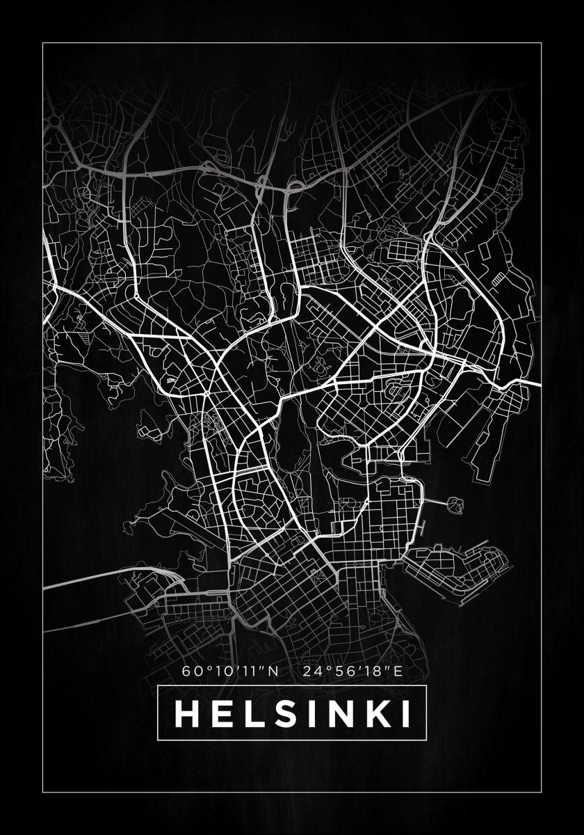 Kartta - Helsinki - Musta Juliste