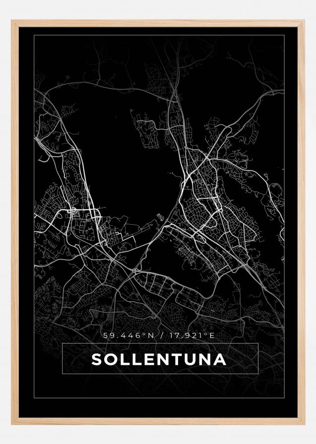 Kartta - Sollentuna - Musta Juliste