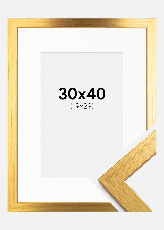 Kehys Gold Wood 30x40 cm - Passepartout Valkoinen 20x30 cm