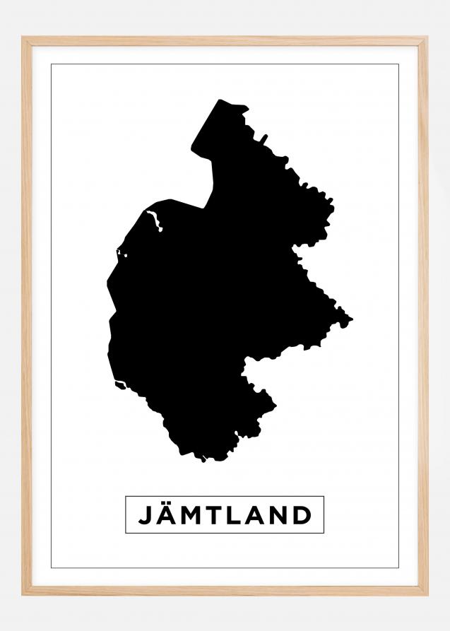 Kartta - Jämtland - Valkoinen Juliste