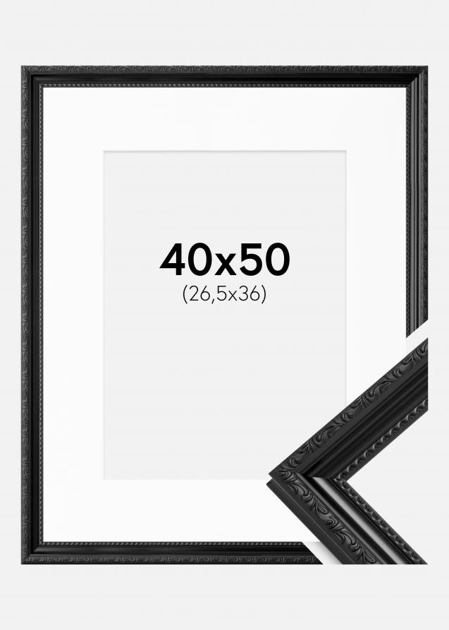 Kehys Abisko Musta 40x50 cm - Passepartout Valkoinen 27,5x37 cm