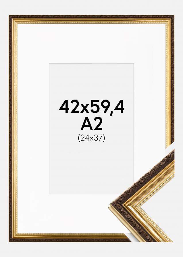 Kehys Abisko Kulta 42x59,4 cm (A2) - Passepartout Valkoinen 25x38 cm