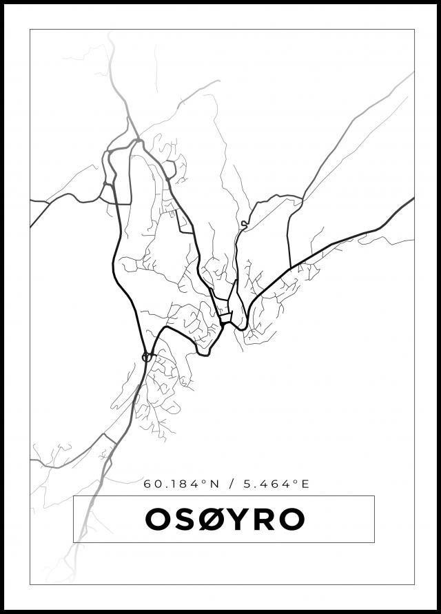 Kartta - Osøyro - Valkoinen Juliste