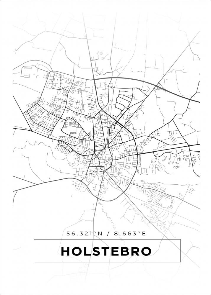 Kartta - Holstebro - Valkoinen Juliste