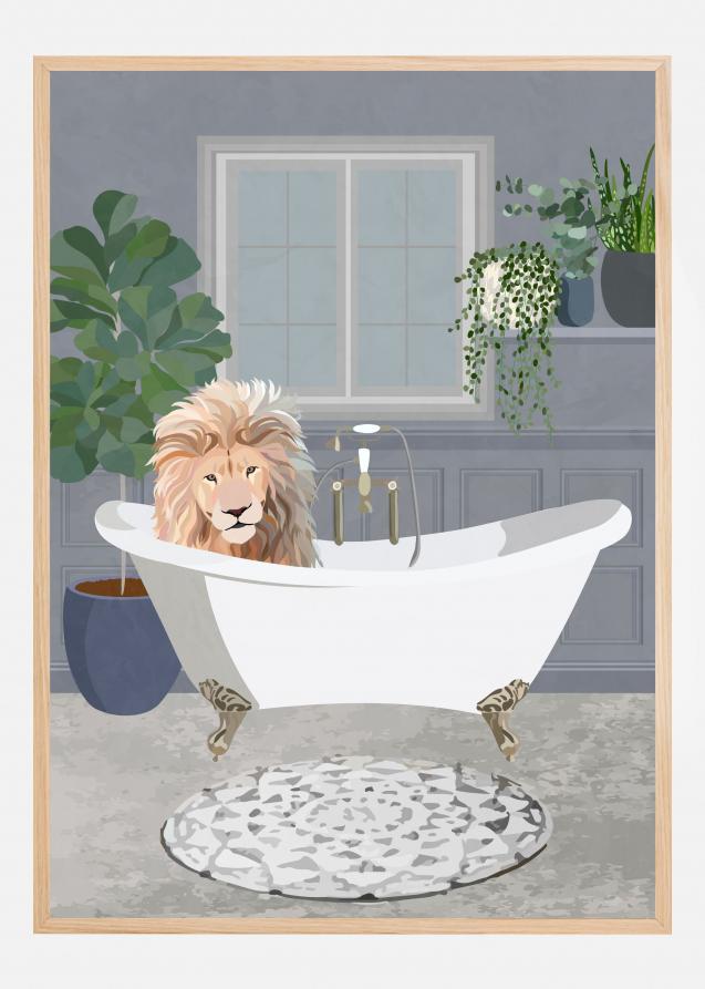 Lion takes a bath Juliste