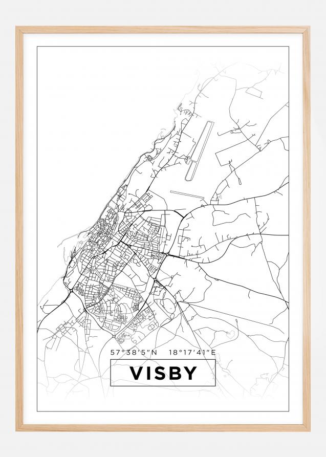 Kartta - Visby - Valkoinen Juliste
