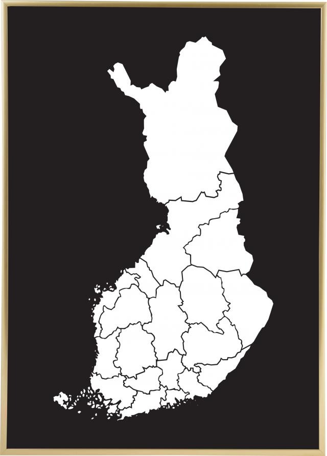 Kartta - Suomi - Valkoinen Juliste