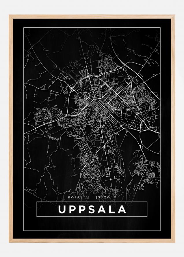 Kartta - Uppsala - Musta Juliste