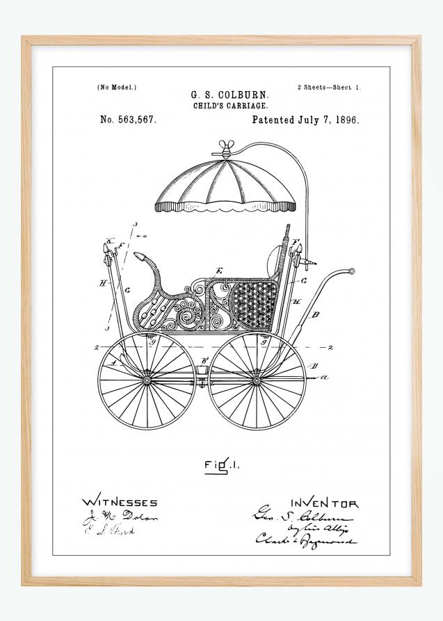Patentti Piirustus - Lastenrattaat I Juliste