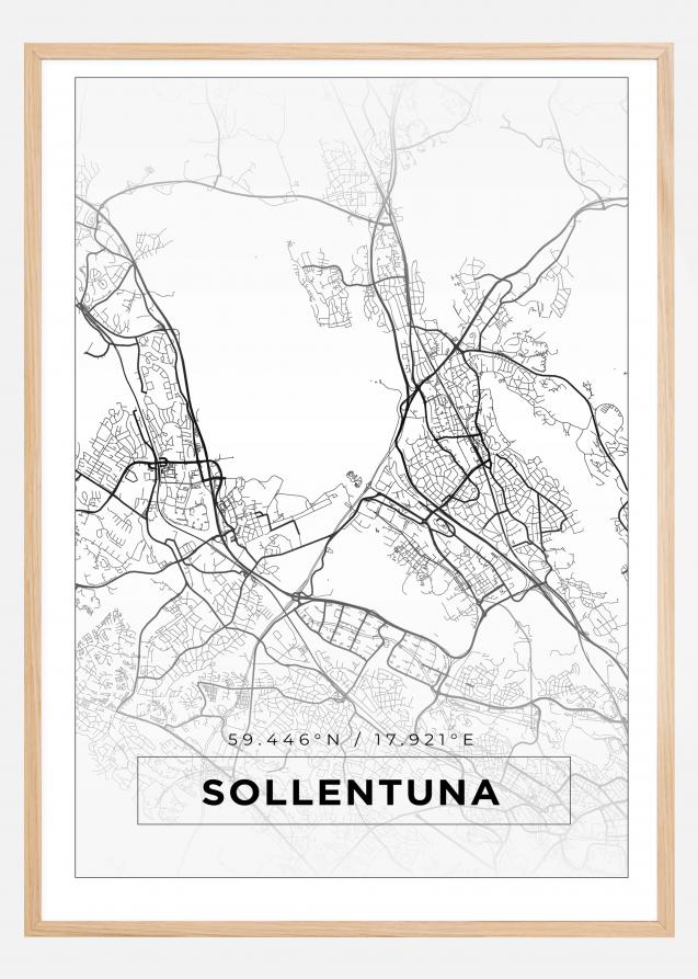 Kartta - Sollentuna - Valkoinen Juliste