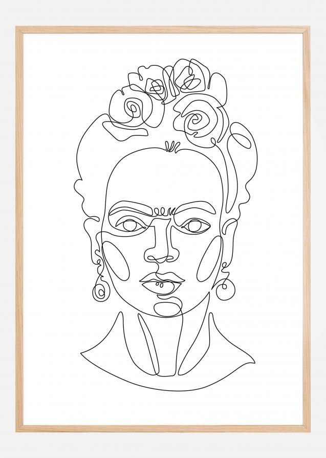 Frida Kahlo - Thin Line Art Juliste