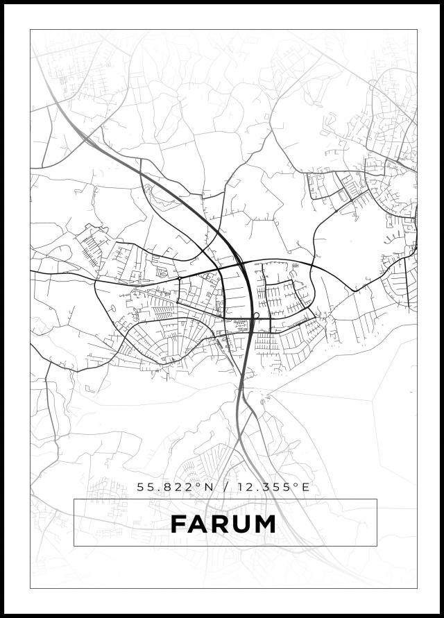 Kartta - Farum - Valkoinen Juliste