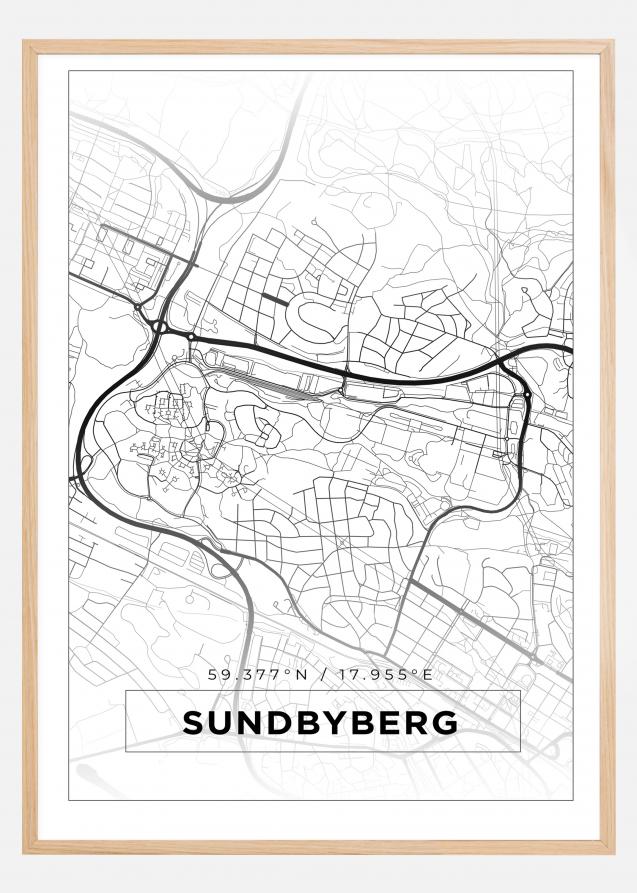 Kartta - Sundbyberg - Valkoinen Juliste