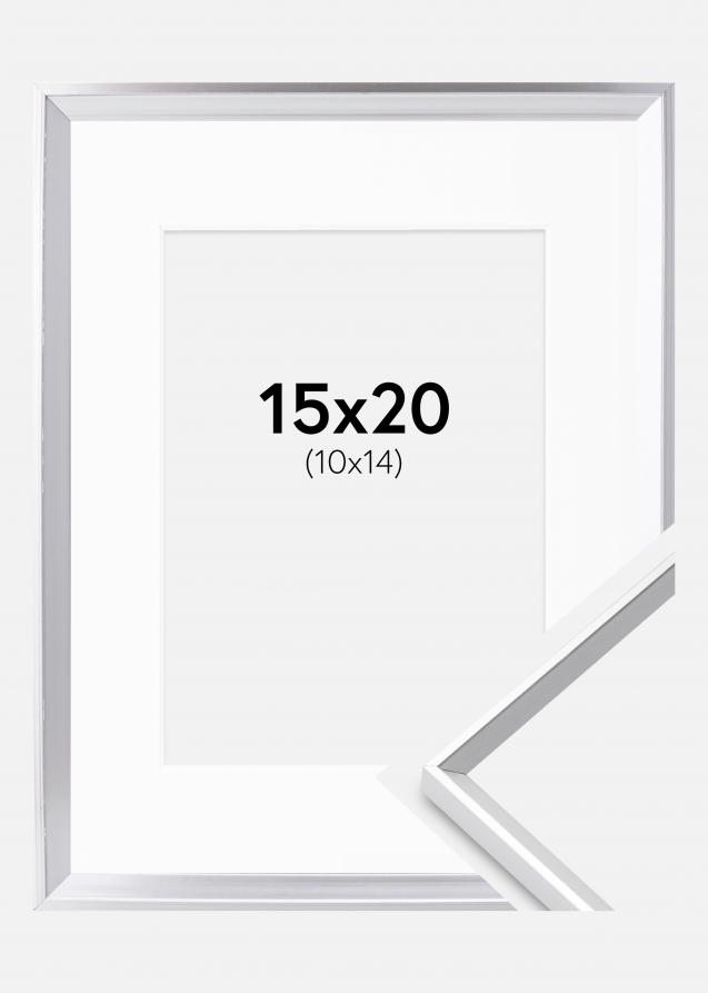 Kehys Desire Hopeanvärinen 15x20 cm - Passepartout Valkoinen 11x15 cm