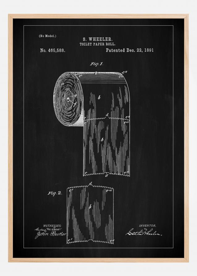 Patent Print - Toilet Paper Roll - Black Juliste