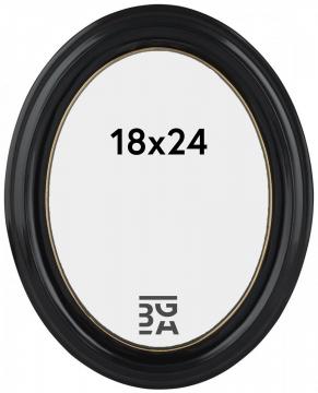 Ovaalinmuotoinen musta valokuvakehys 18x24 cm kokoiselle kuvalle