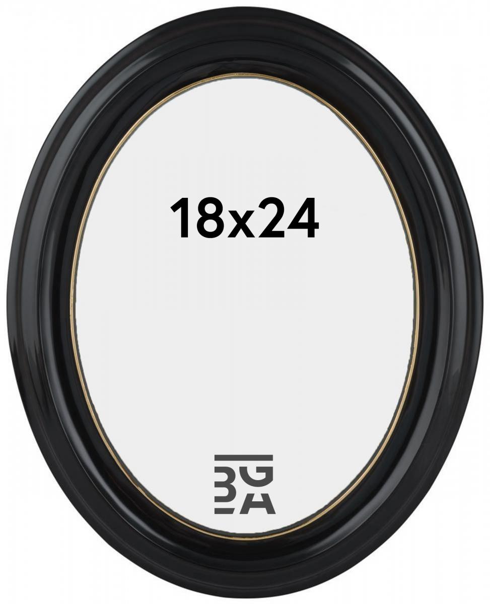 Ovaalinmuotoinen musta valokuvakehys 18x24 cm kokoiselle kuvalle