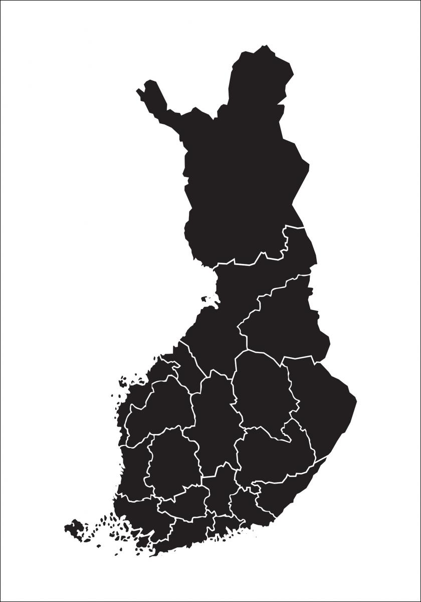Kartta - Suomi - Musta Juliste