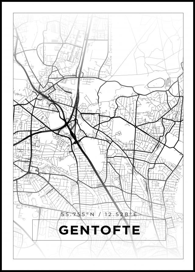 Kartta - Gentofte - Valkoinen Juliste