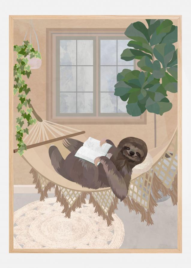 Lazy sloth in hammock Juliste
