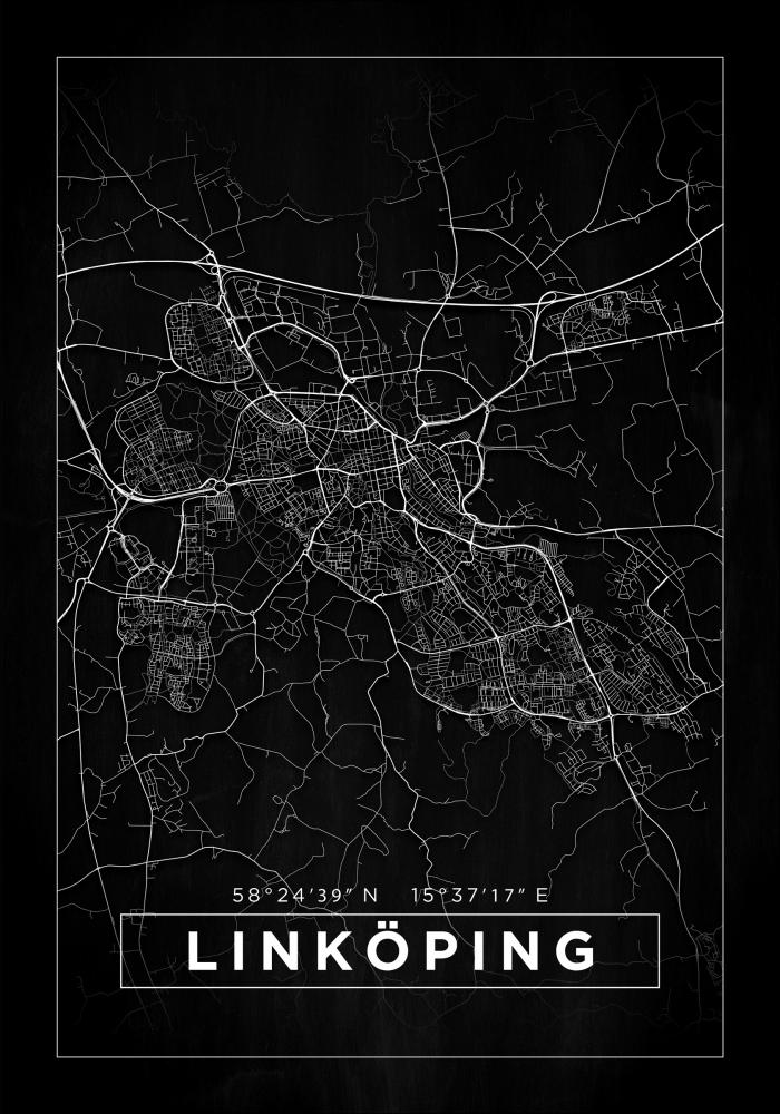 Kartta - Linkping - Musta Juliste