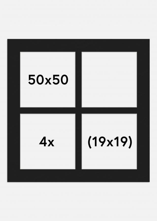 Paspatuuri Musta 50x50 cm - Kollaasi 4 kuvalle (19x19 cm)