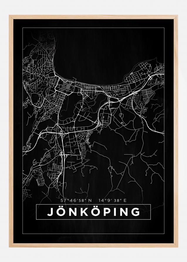 Kartta - Jönköping - Musta Juliste