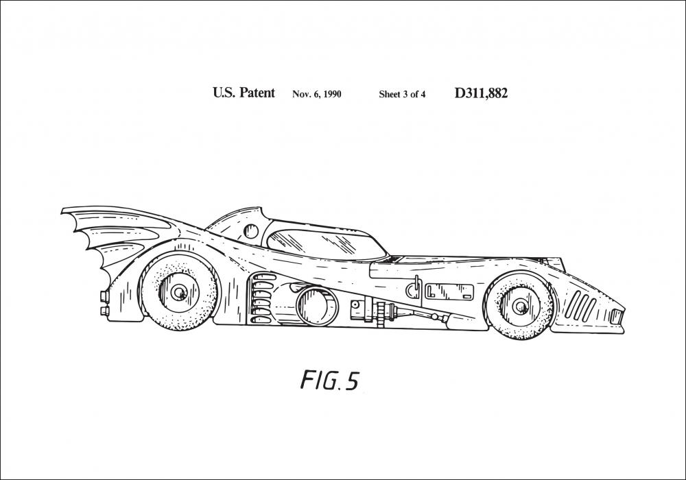 Patenttipiirustus - Batman - Batmobile 1990 III Juliste