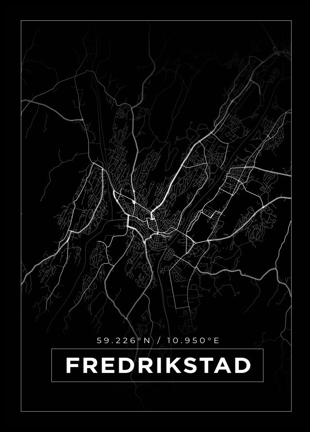 Kartta - Fredrikstad - Musta Juliste