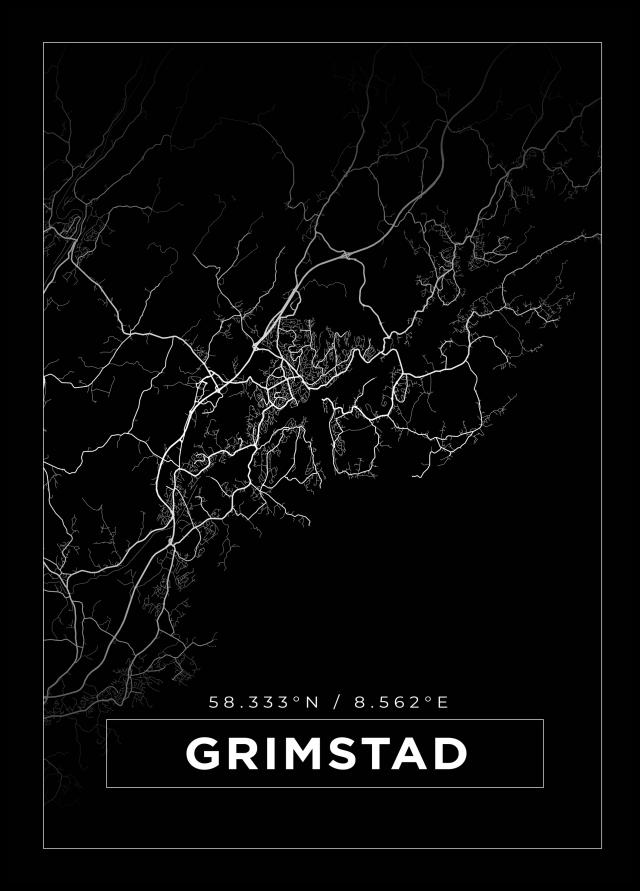 Kartta - Grimstad - Musta Juliste