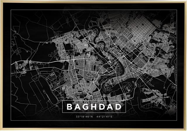 Kartta - Baghdad - Musta Juliste