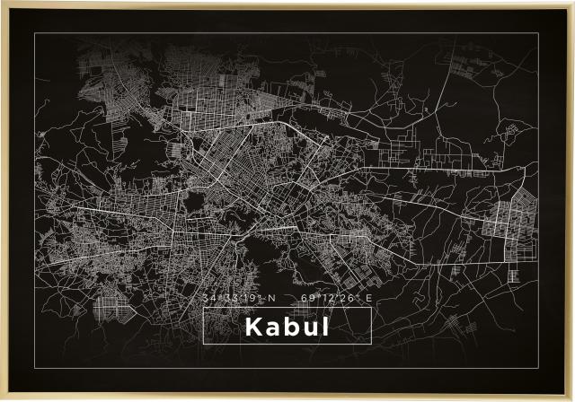Kartta - Kabul - Musta Juliste