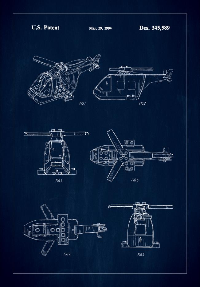 Patent Print - Lego Helicopter - Blue Juliste