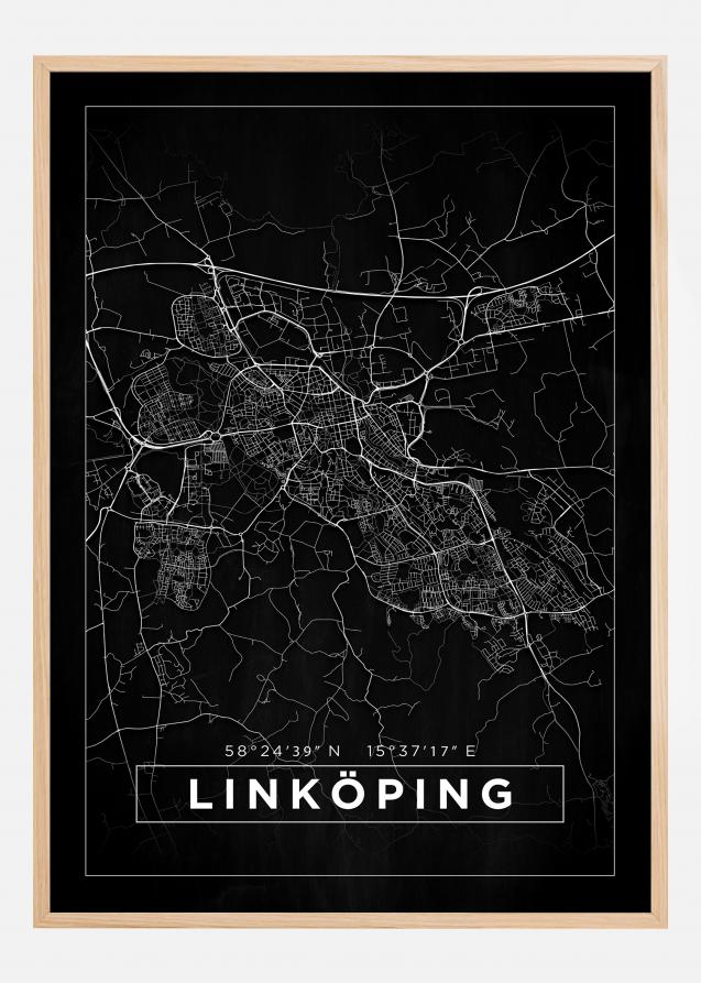 Kartta - Linköping - Musta Juliste